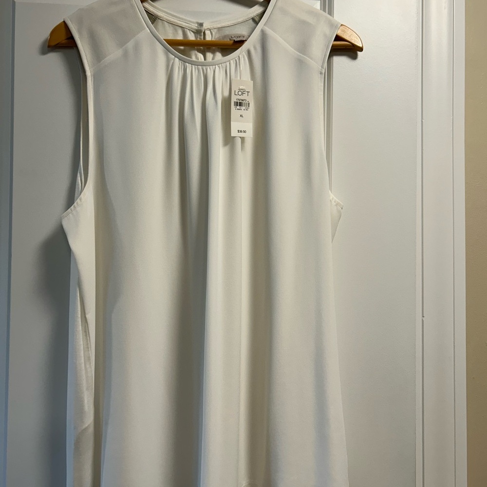 LOFT Cream and White Blouse sleeveless